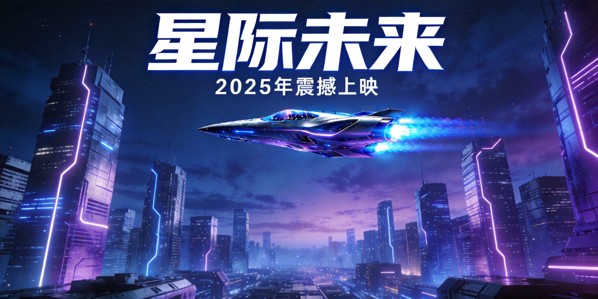 科幻电影封面，未来城市与飞船